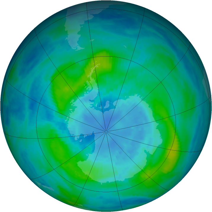 Antarctic ozone map for 30 March 1987
